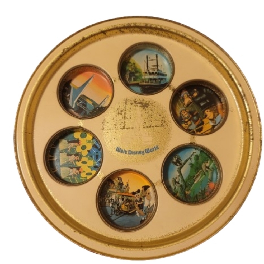 Walt Disney World tin souvenir drink tray. 70's Vintage